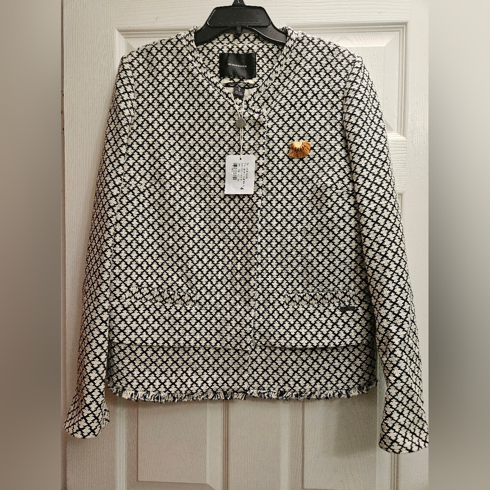 Maison Scotch Black and White Tweed Jacket